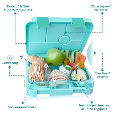 Eazy Kids 6 Compartment Bento Lunch Box w/ Sandwich Cutter Set-Playstation Green