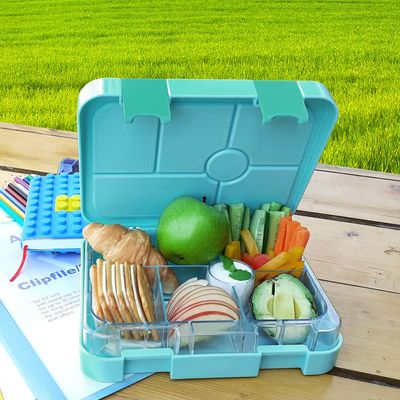Eazy Kids 6 Compartment Bento Lunch Box w/ Sandwich Cutter Set-Playstation Green