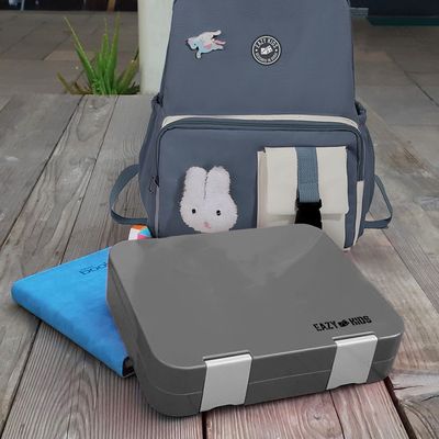 Eazy Kids 6 & 4 Convertible Bento Lunch Box - Grey