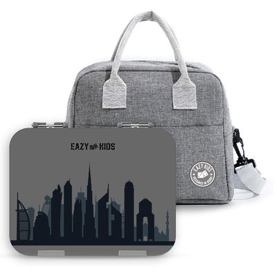 Eazy Kids 6 & 4 Convertible Bento Lunch Box - Skyline Grey