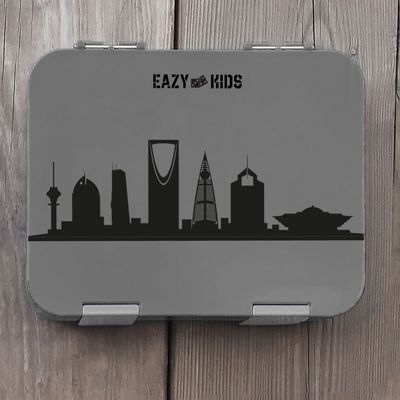 Eazy Kids 4 Compartment Bento Lunch Box - Skyline Saudi Grey