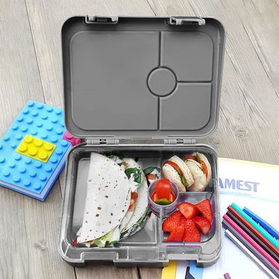 Eazy Kids 4 Compartment Bento Lunch Box - Skyline Saudi Grey