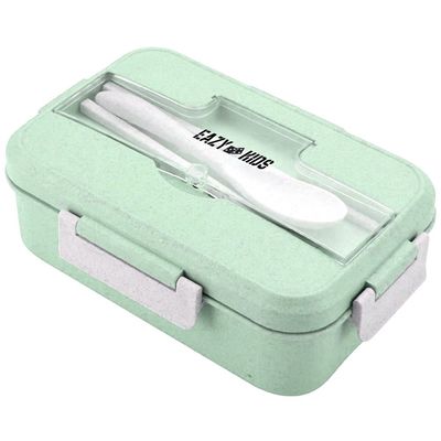 Eazy Kids Wheat Straw Leakproof Eco Bento Lunch Box - Green (1000ml)