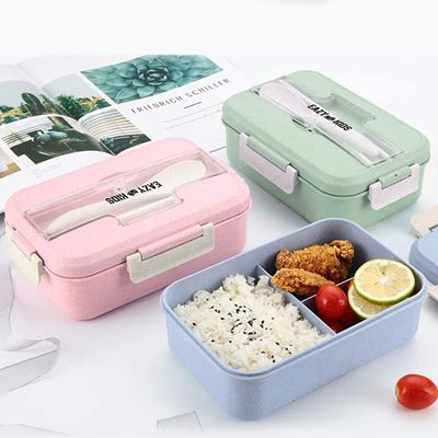 Eazy Kids Wheat Straw Leakproof Eco Bento Lunch Box - Green (1000ml)