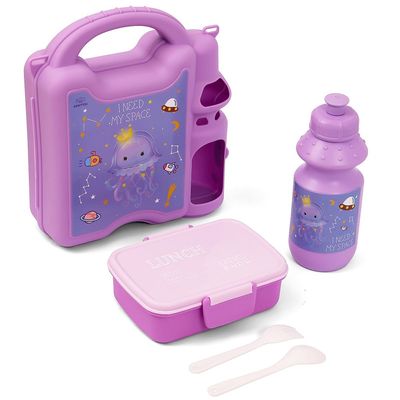 Eazy Kids Lunch Box wt Bottle - Purple