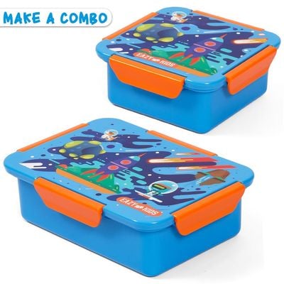 Eazy Kids 1 / 2 / 3 / 4 Compartment Convertible Bento Lunch Box Space - Blue 850ml