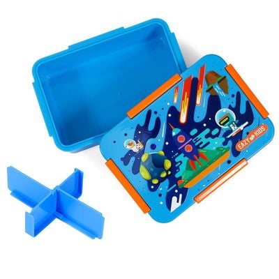 Eazy Kids 1 / 2 / 3 / 4 Compartment Convertible Bento Lunch Box Space - Blue 850ml