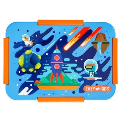 Eazy Kids 1 / 2 / 3 / 4 Compartment Convertible Bento Lunch Box Space - Blue 850ml