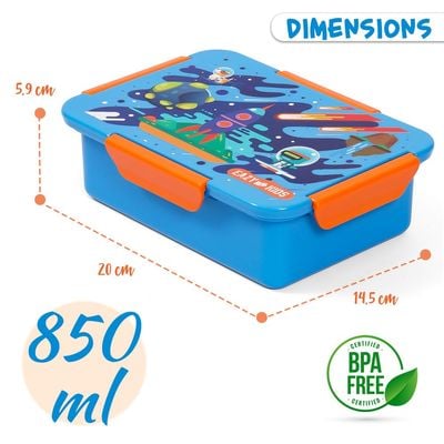 Eazy Kids 1 / 2 / 3 / 4 Compartment Convertible Bento Lunch Box Space - Blue 850ml