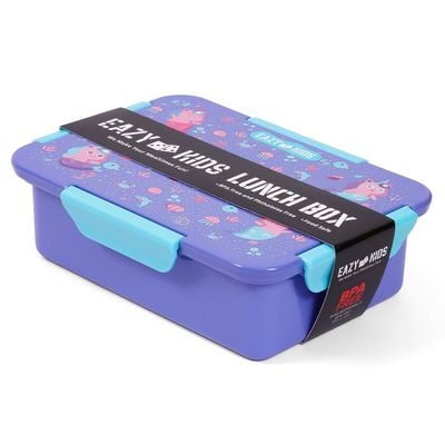 Eazy Kids 1 / 2 / 3 / 4 Compartment Convertible Bento Lunch Box Mermaid - Purple 850ml