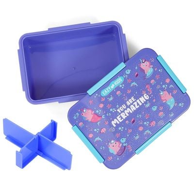 Eazy Kids 1 / 2 / 3 / 4 Compartment Convertible Bento Lunch Box Mermaid - Purple 850ml