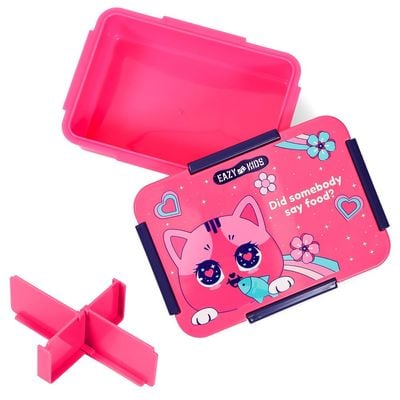 Eazy Kids 1 / 2 / 3 / 4 Compartment Convertible Bento Lunch Box Cat - Pink 850ml