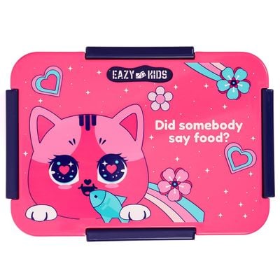 Eazy Kids 1 / 2 / 3 / 4 Compartment Convertible Bento Lunch Box Cat - Pink 850ml