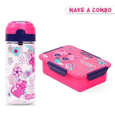 Eazy Kids 1 / 2 / 3 / 4 Compartment Convertible Bento Lunch Box Cat - Pink 850ml