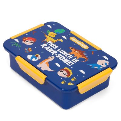 Eazy Kids 1/2/3/4 Compartment Convertible Bento Lunch Box T-Rex - Blue 850ml