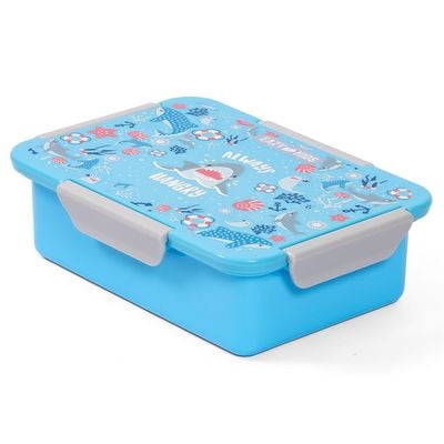 Eazy Kids 1 / 2 / 3 / 4 Compartment Convertible Bento Lunch Box Shark - Blue 850ml