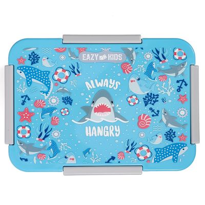 Eazy Kids 1 / 2 / 3 / 4 Compartment Convertible Bento Lunch Box Shark - Blue 850ml