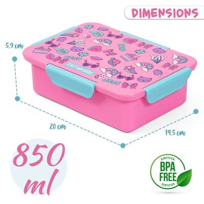 Eazy Kids 1 / 2 / 3 / 4 Compartment Convertible Bento Lunch Box Gen Z - Pink 850ml