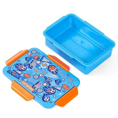 Eazy Kids 1 / 2 / 3 / 4 Compartment Convertible Bento Lunch Box Soccer - Blue 850ml