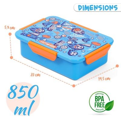 Eazy Kids 1 / 2 / 3 / 4 Compartment Convertible Bento Lunch Box Soccer - Blue 850ml