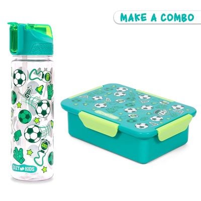 Eazy Kids 1 / 2 / 3 / 4 Compartment Convertible Bento Lunch Box Soccer - Green 850ml