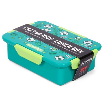 Eazy Kids 1/2/3/4 Compartment Convertible Bento Lunch Box Soccer - Green 850ml