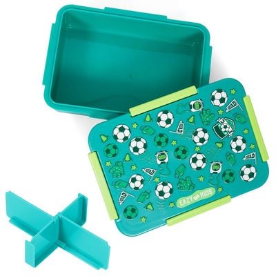 Eazy Kids 1 / 2 / 3 / 4 Compartment Convertible Bento Lunch Box Soccer - Green 850ml