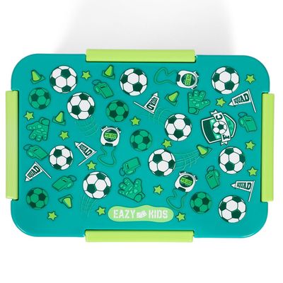 Eazy Kids 1 / 2 / 3 / 4 Compartment Convertible Bento Lunch Box Soccer - Green 850ml