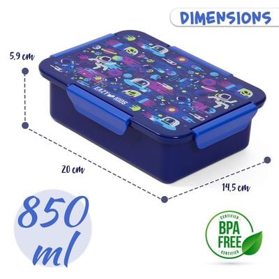 Eazy Kids 1 / 2 / 3 / 4 Compartment Convertible Bento Lunch Box Astronauts - Blue 850ml