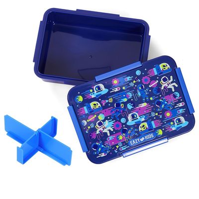 Eazy Kids 1/2/3/4 Compartment Convertible Bento Lunch Box Astronauts - Blue 850ml
