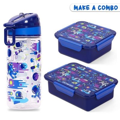 Eazy Kids 1 / 2 / 3 / 4 Compartment Convertible Bento Lunch Box Astronauts - Blue 850ml