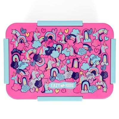 Eazy Kids 1 / 2 / 3 / 4 Compartment Convertible Bento Lunch Box Unicorn - Pink 850ml