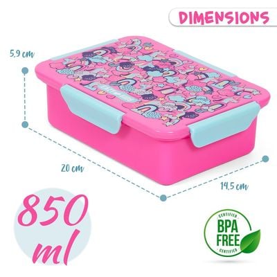 Eazy Kids 1 / 2 / 3 / 4 Compartment Convertible Bento Lunch Box Unicorn - Pink 850ml