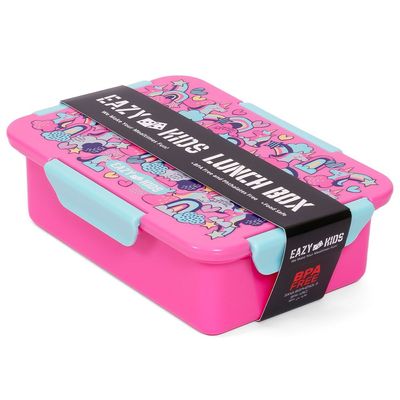 Eazy Kids 1 / 2 / 3 / 4 Compartment Convertible Bento Lunch Box Unicorn - Pink 850ml