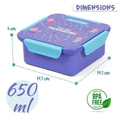 Eazy Kids Lunch Box, Mermaid - Purple, 650ml