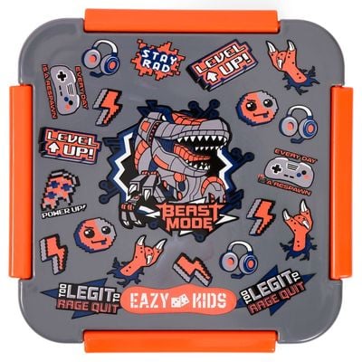 Eazy Kids Lunch Box, Dinosaur - Grey, 650ml