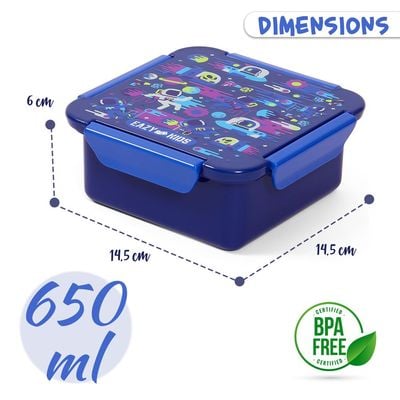 Eazy Kids Lunch Box, Astronauts - Blue, 650ml