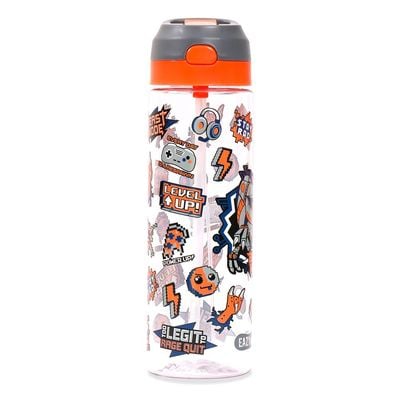 Eazy Kids Lunch Box and Tritan Water Bottle w / Spray, Dinosaur - Grey, 750ml