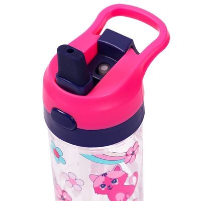 Eazy Kids Lunch Box Set and Tritan Water Bottle w / Spray, Cat - Pink, 420ml