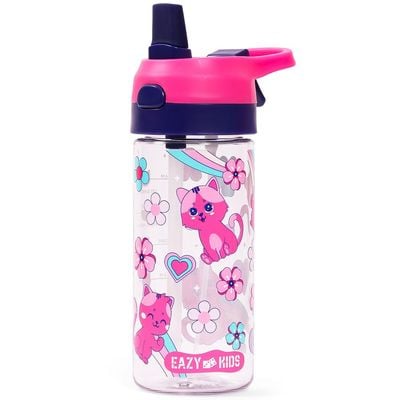 Eazy Kids Lunch Box Set and Tritan Water Bottle w/ Spray, Cat - Pink, 420ml