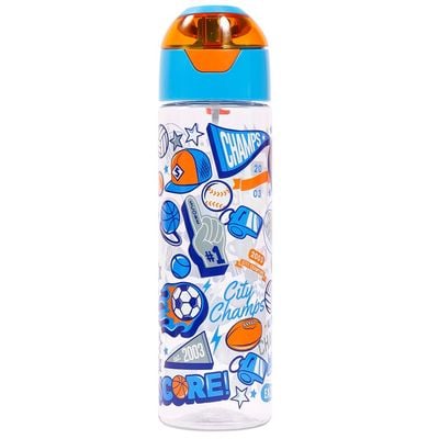 Eazy Kids Lunch Box and Tritan Water Bottle w / Spray, Soccer - Blue, 750ml