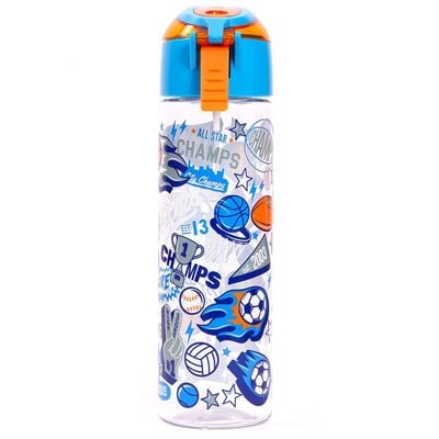 Eazy Kids Lunch Box and Tritan Water Bottle w / Spray, Soccer - Blue, 750ml