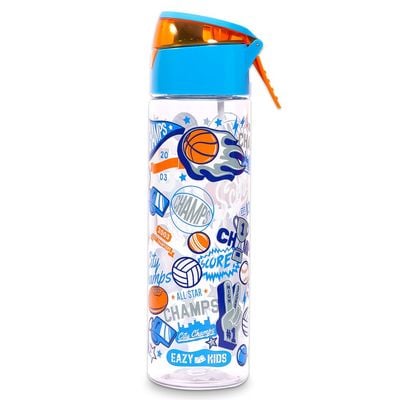 Eazy Kids Lunch Box and Tritan Water Bottle w / Spray, Soccer - Blue, 750ml