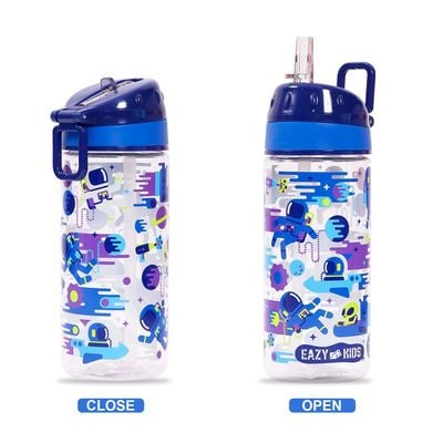 Eazy Kids Lunch Box and Tritan Water Bottle w / Carry handle, Astronauts - Blue, 420ml