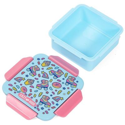 Eazy Kids Lunch Box Set and Tritan Water Bottle w / Flip Lid, Gen Z Skater - Blue, 750ml