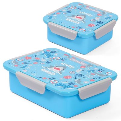 Eazy Kids Lunch Box Set, Shark - Blue