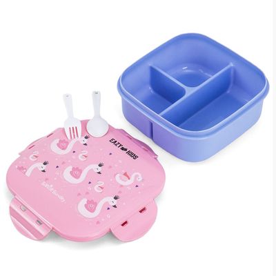 Eazy Kids Square Bento Lunch Box - Flamingo Pink 