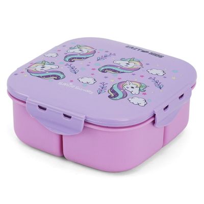Eazy Kids Square Bento Lunch Box - Unicorn Purple