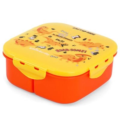 Eazy Kids Square Bento Lunch Box - Dino Yellow