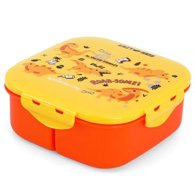 Eazy Kids Square Bento Lunch Box - Dino Yellow